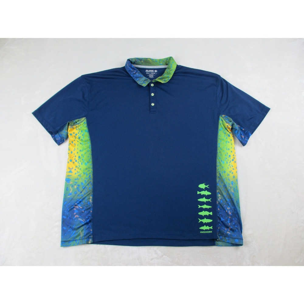 Reel Legends Polo Shirt Mens 2XL‎ XXL Blue Freeline Lightweight Fishing Casual*